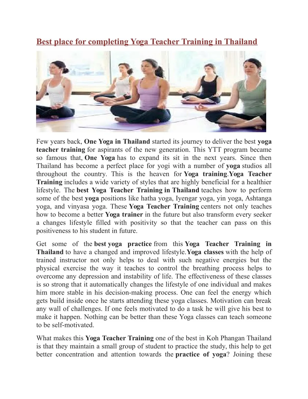 best place for completing yoga teacher training