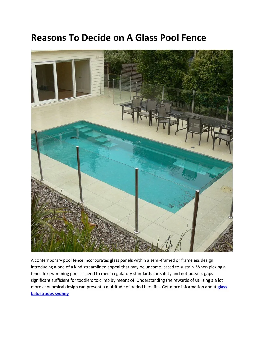 reasons to decide on a glass pool fence