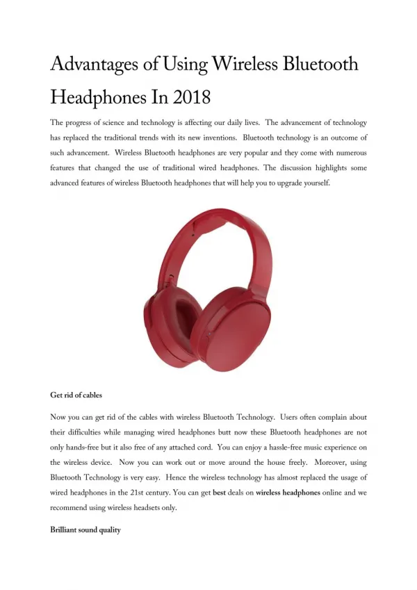 Advantages of Using Wireless Bluetooth Headphones In 2018