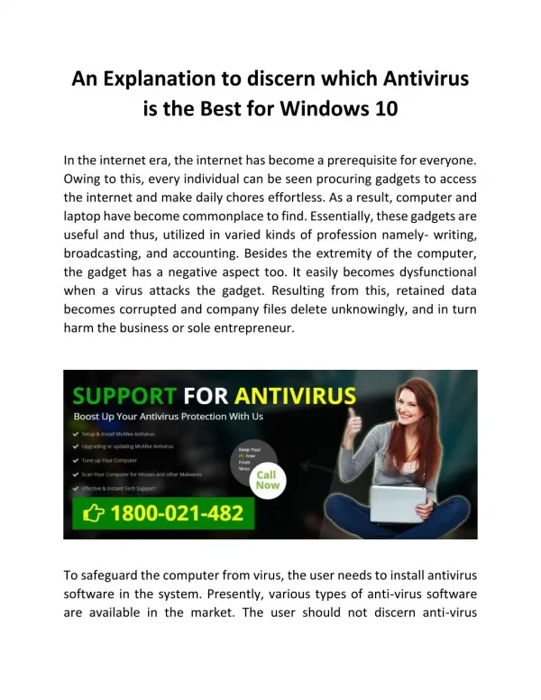An Explanation to discern which Antivirus is the Best for Windows 10
