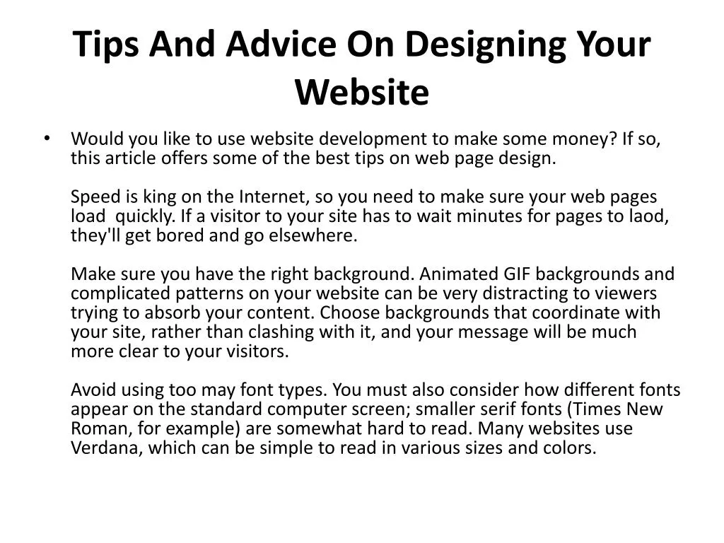 tips and advice on designing your website