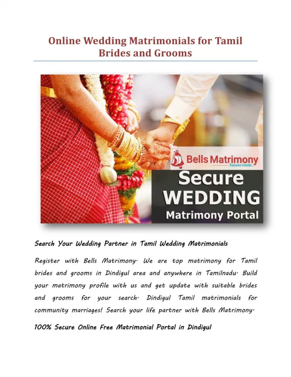 Online Wedding Matrimonials for Tamil Brides and Grooms