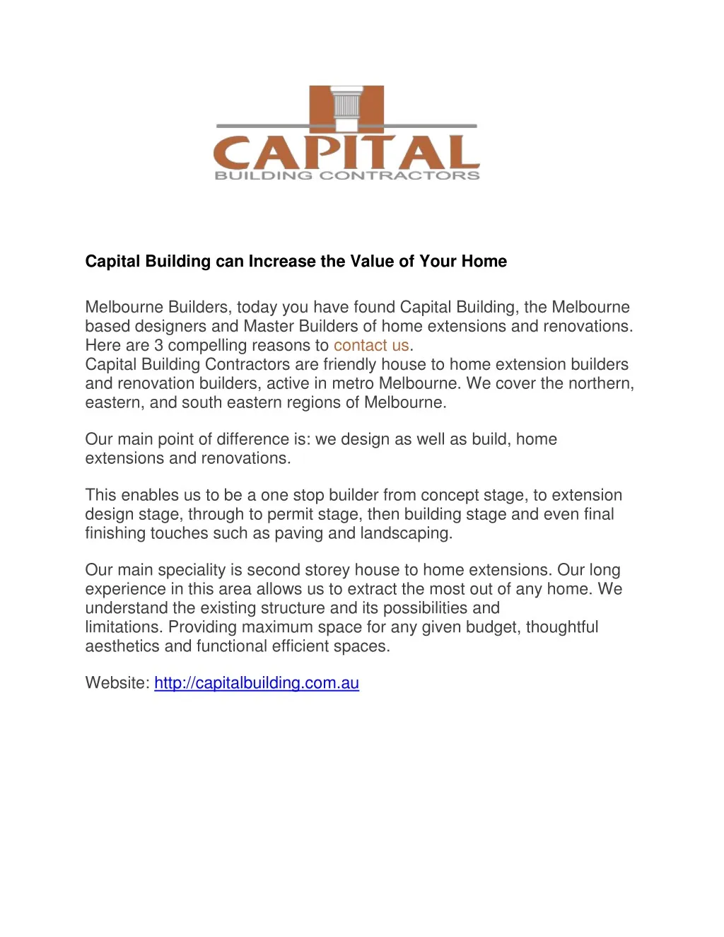 capital building can increase the value of your