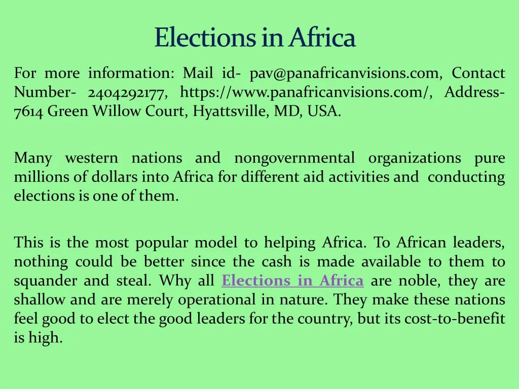 elections in africa