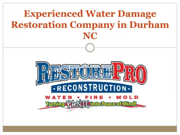 Experienced Water Damage Restoration Company in Durham NC