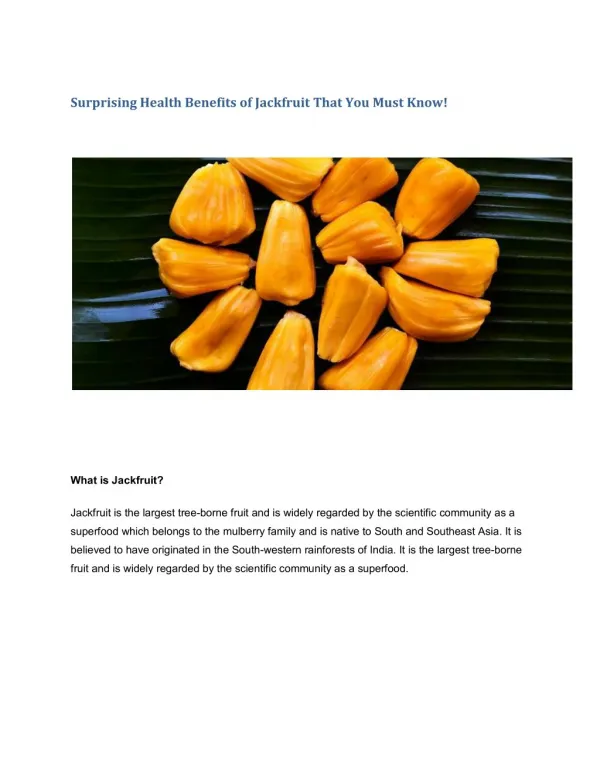 Surprising Health Benefits of Jackfruit That You Must Know!