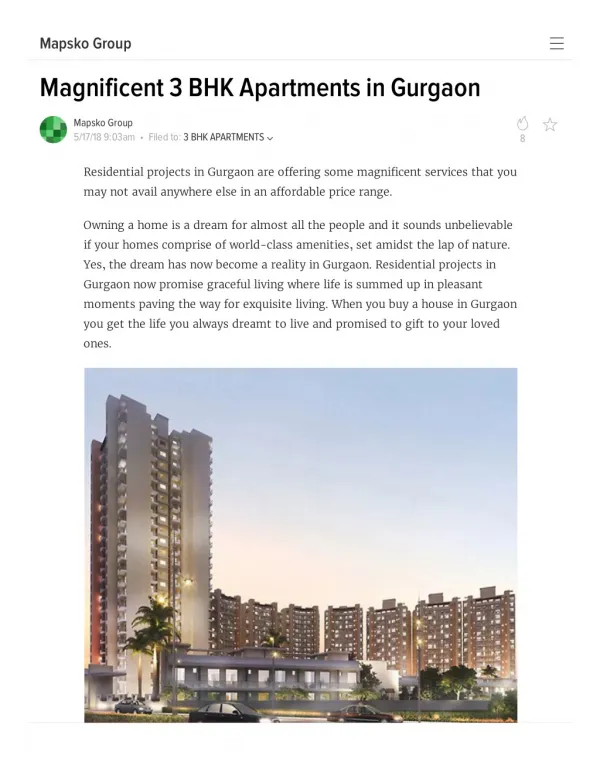 Magnificent 3 BHK Apartments in Gurgaon