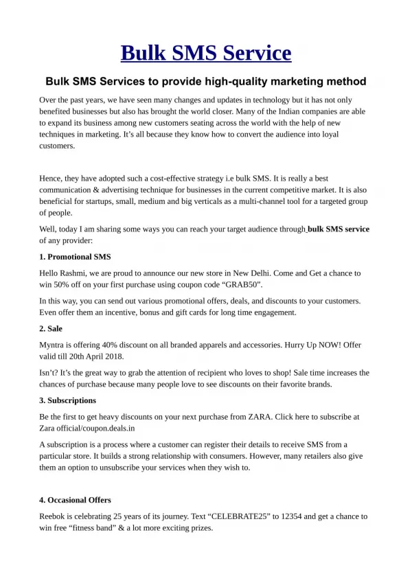 bulk sms service
