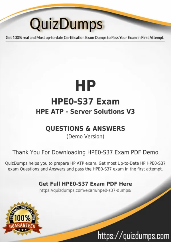 HPE0-S37 Exam Dumps - Real HPE0-S37 Dumps PDF [2018]
