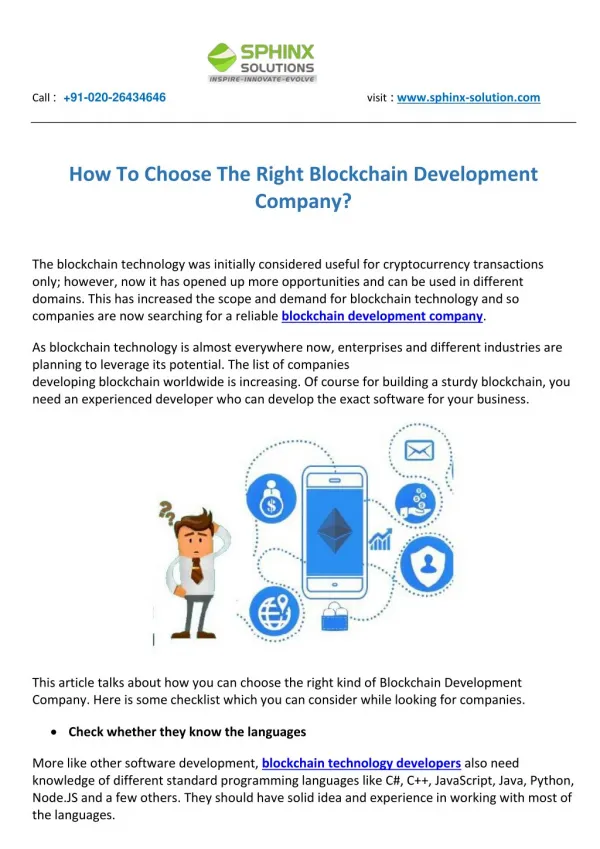 How To Choose The Right Blockchain Development Company?