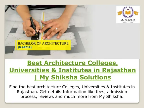 Best Architecture Colleges, Universities & Institutes in Rajasthan | My Shiksha Solutions