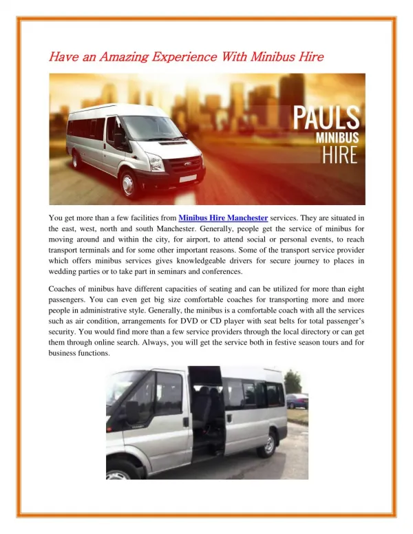 Have an Amazing Experience With Minibus Hire