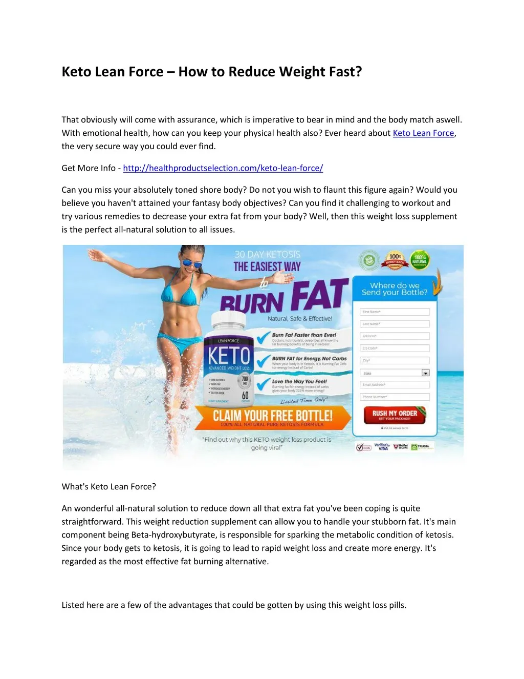 keto lean force how to reduce weight fast