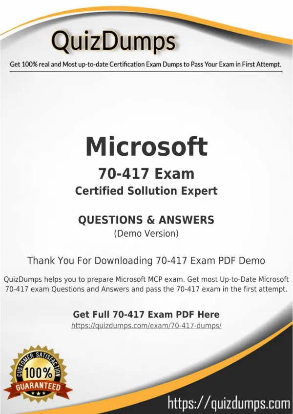 70-417 Exam Dumps - Preparation with 70-417 Dumps PDF