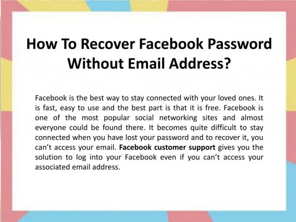 How To Reset Facebook Password Without Number & Email Address?