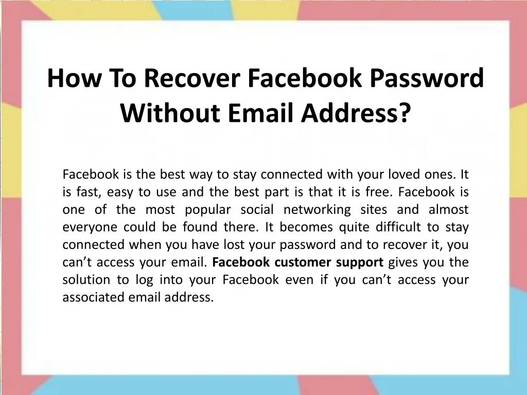 how to recover facebook password without email