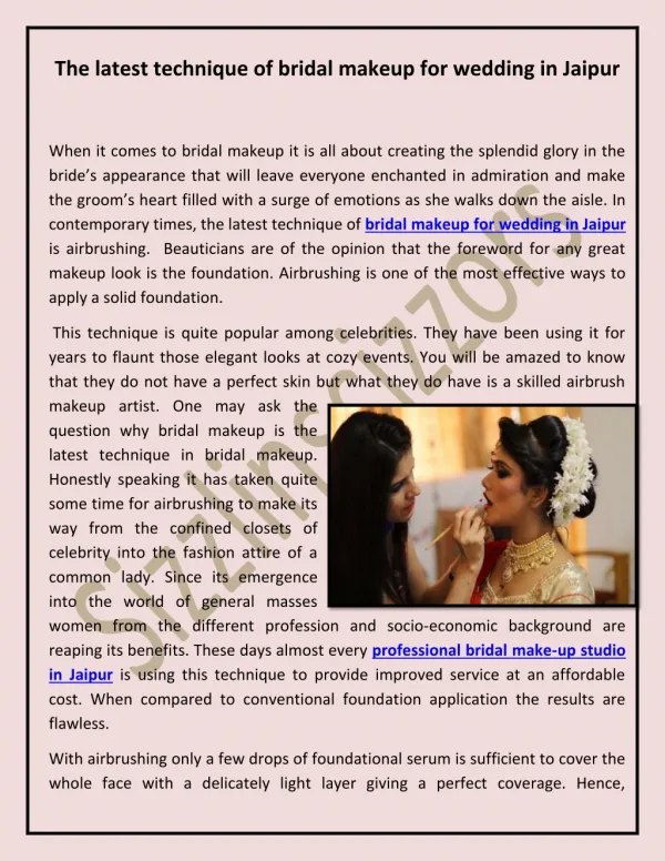 The latest technique of bridal makeup for wedding in Jaipur