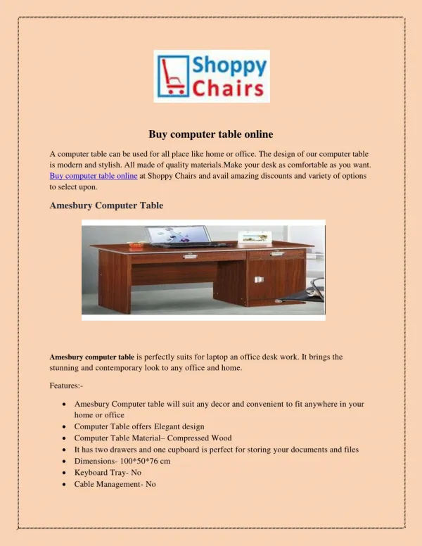 Shoppy Chairs - Buy computer table online