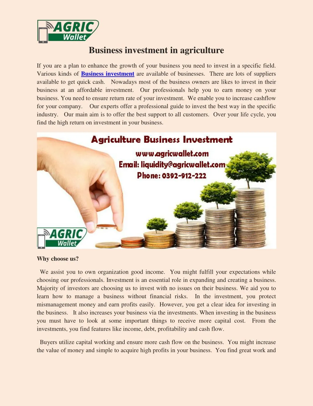 business investment in agriculture
