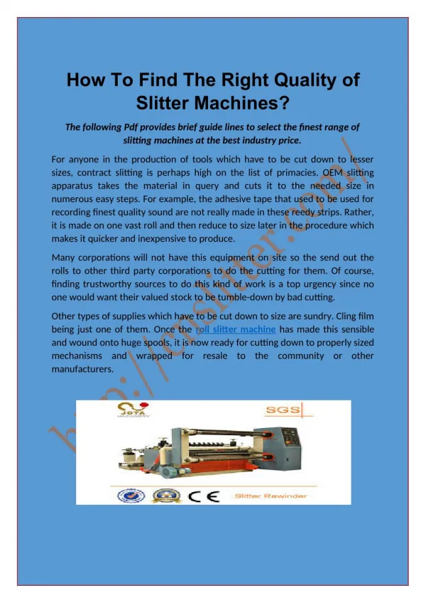 How To Find The Right Quality of Slitter Machines