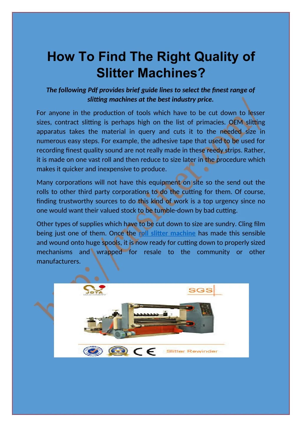 how to find the right quality of slitter machines