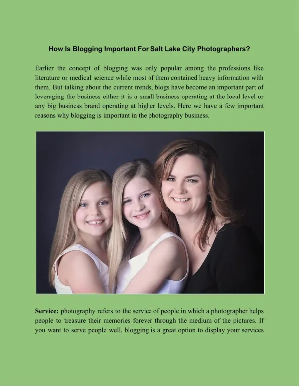 How Is Blogging Important For Salt Lake City Photographers