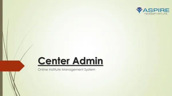 Center Admin: Institute Management System â€“ Cloud Based Software