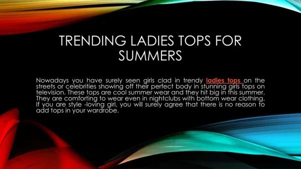 Trending Ladies Tops For Summers