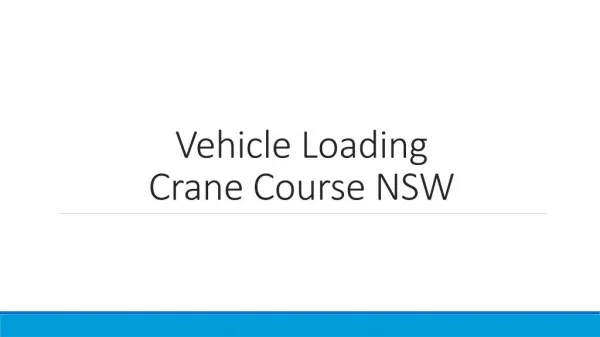 Vehicle Loading Crane Course NSW