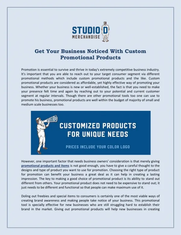 Get Your Business Noticed With Custom Promotional Products