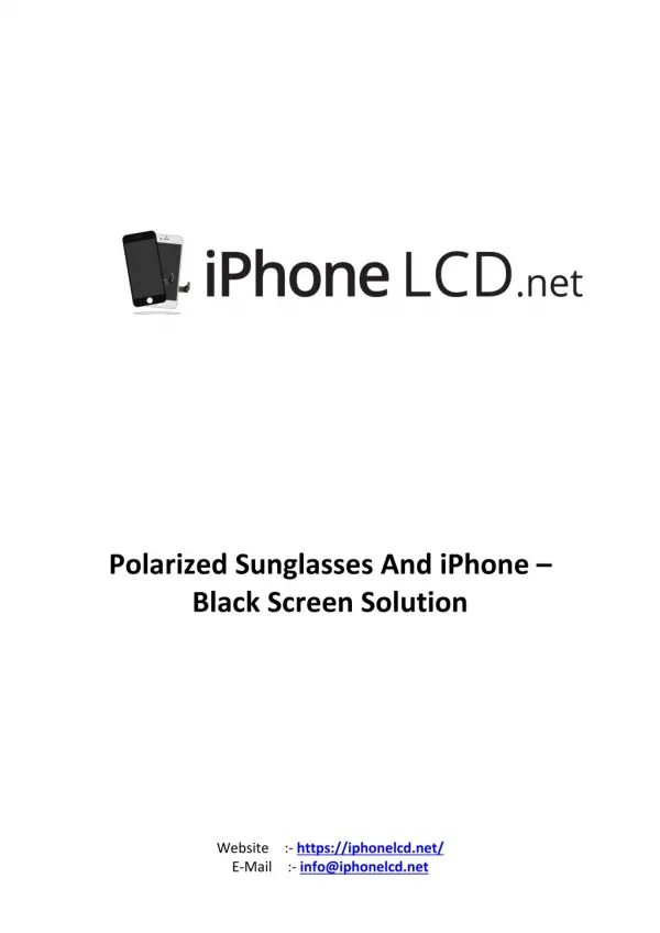 Polarized Sunglasses And iPhone â€“ Black Screen Solution