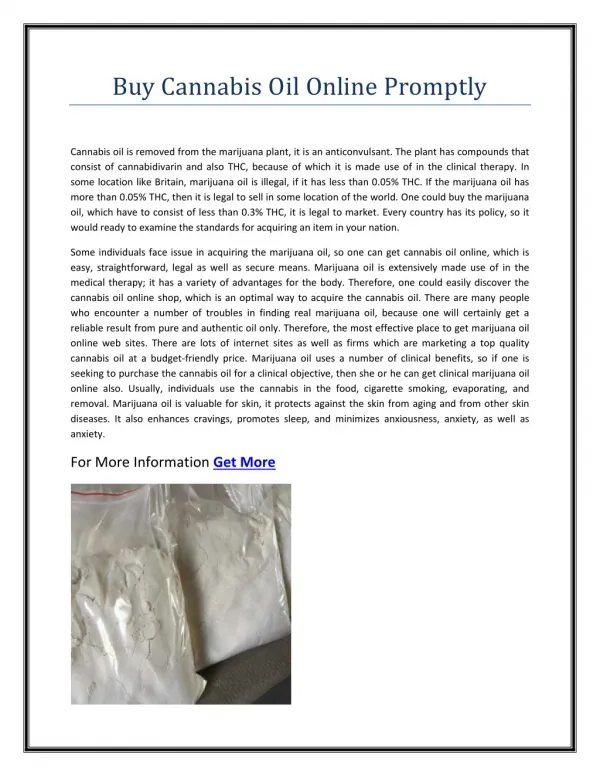 Buy Cannabis Oil Online Promptly