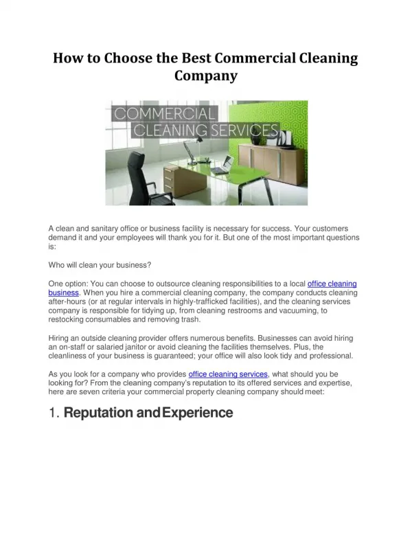 How to Choose the Best Commercial Cleaning Company