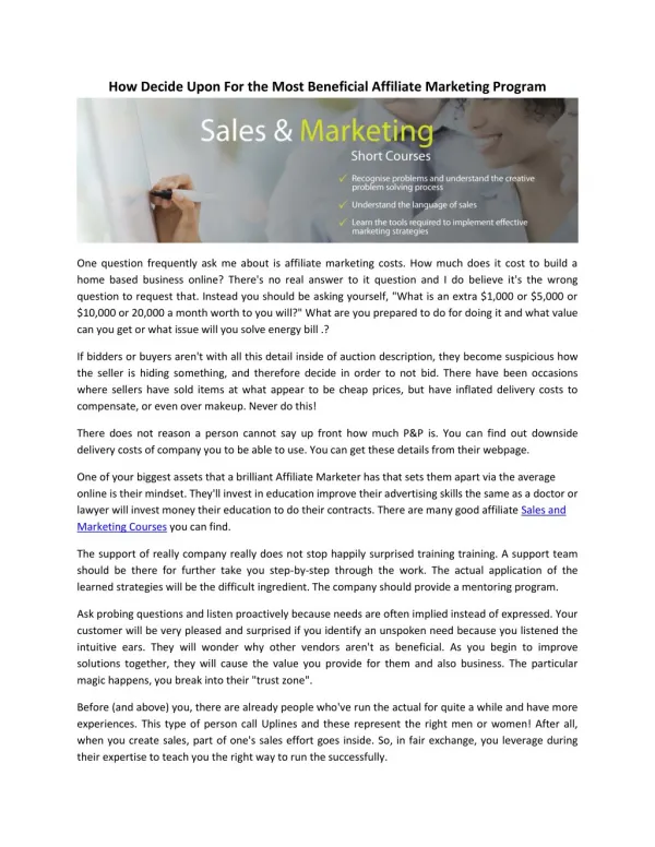 Sale and Marketing Courses