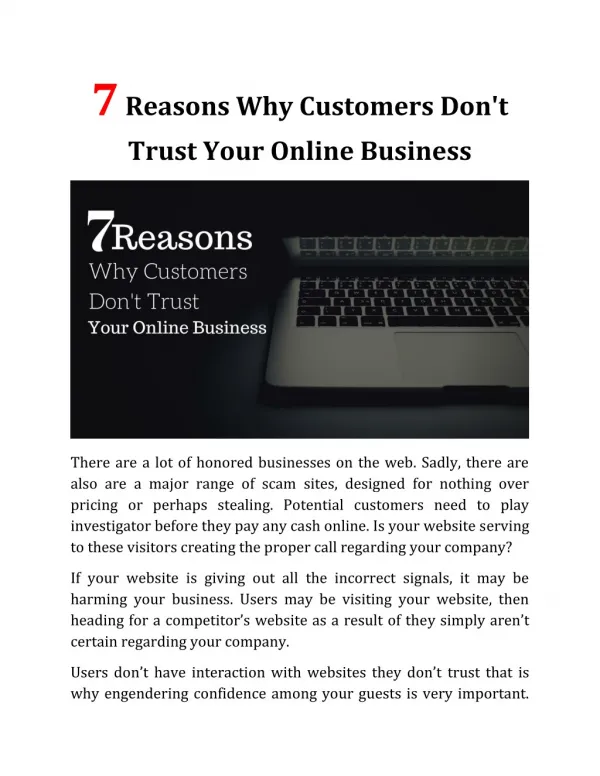 7 Reasons Why Customers Don't Trust Your Online Business