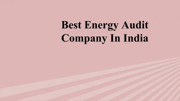 Best Energy Audit Company In India