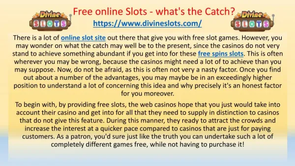 Free online Slots - what's the Catch?