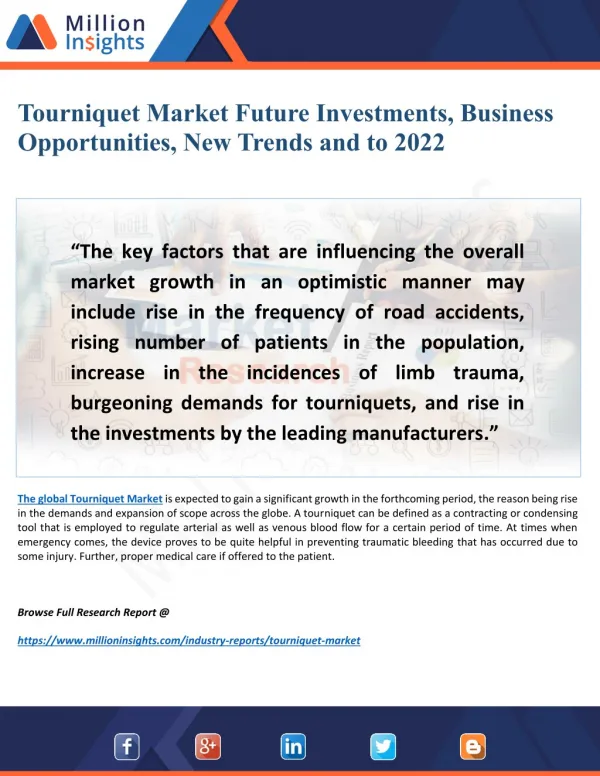 Tourniquet Market Research Report 2022: New Trends, Outlook, Strategies