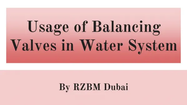 Balancing Valves for HVAC - RZBM Dubai