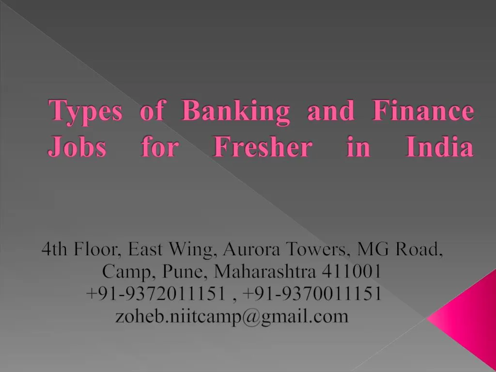 types of banking and finance jobs for fresher in india