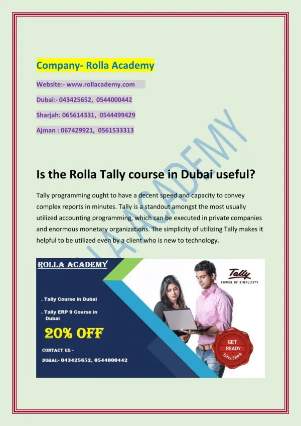 Is RollaÂ Tally course in DubaiÂ useful?