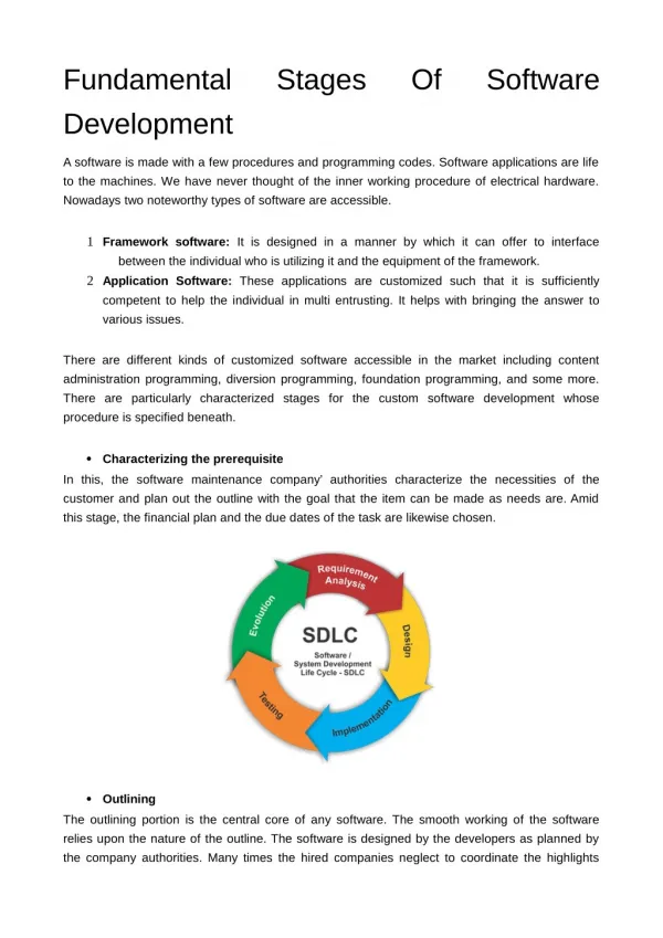 Fundamental Stages Of Software Development