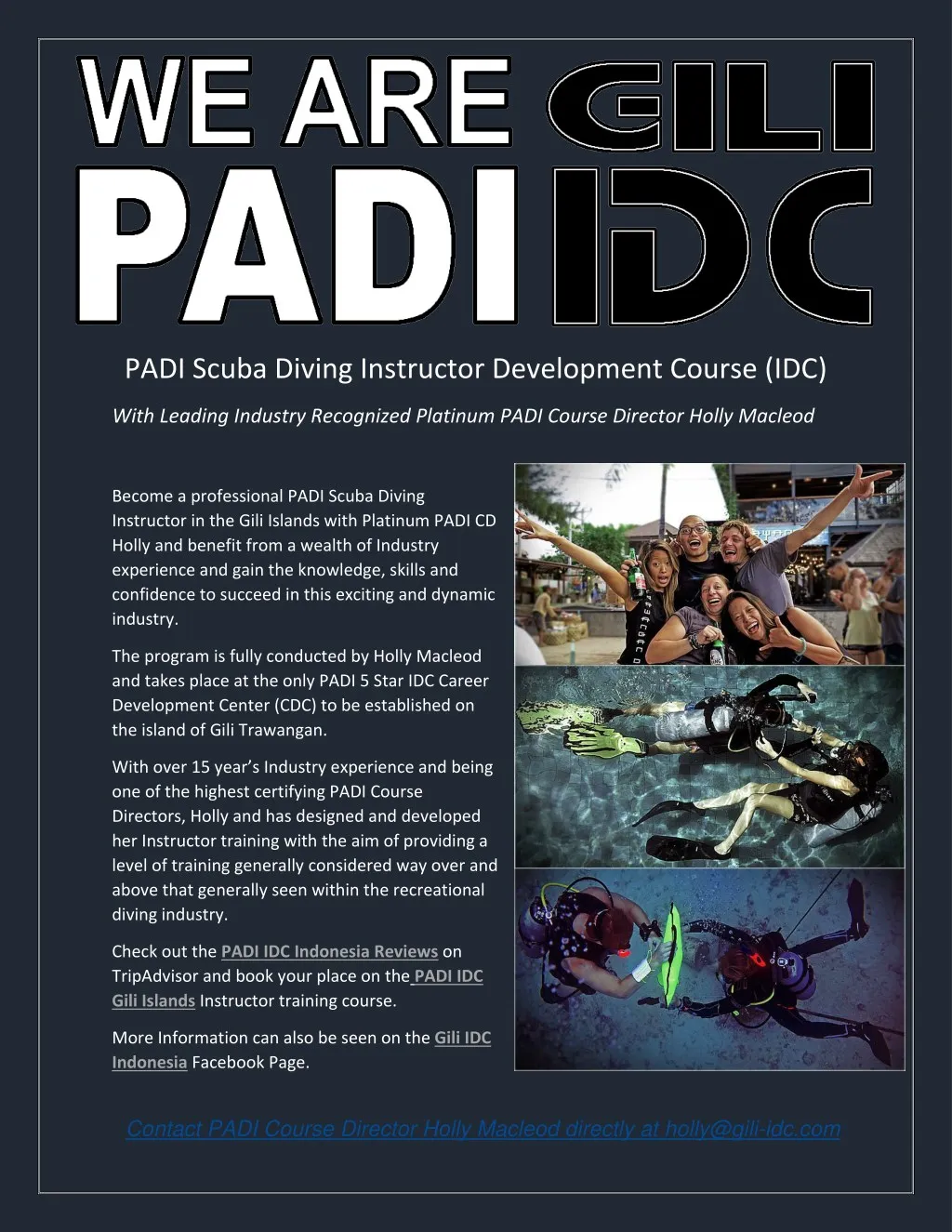 padi scuba diving instructor development course