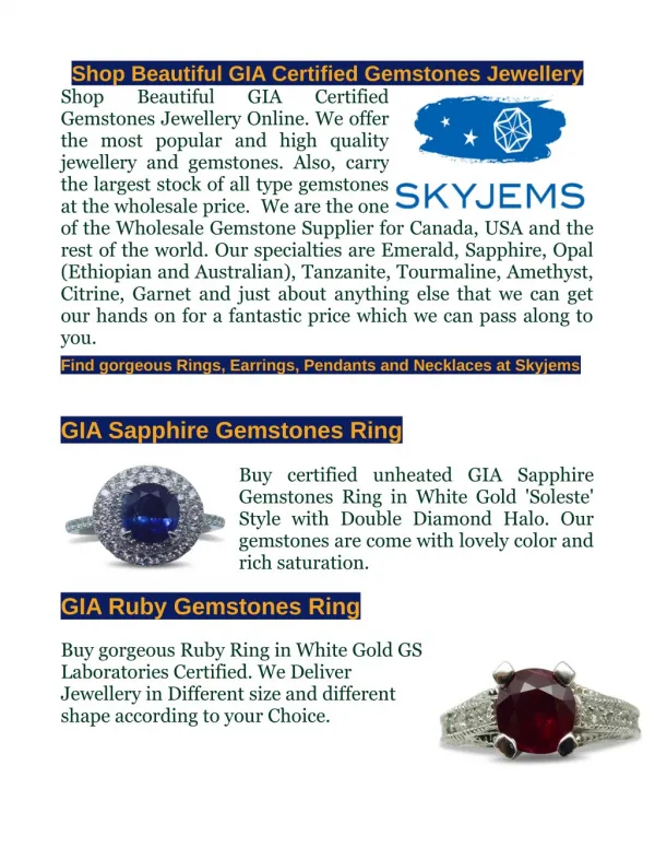Select Best GIA Certified Gemstones Jewellery
