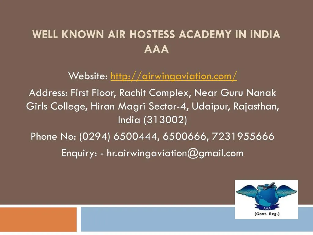 well known air hostess academy in india aaa
