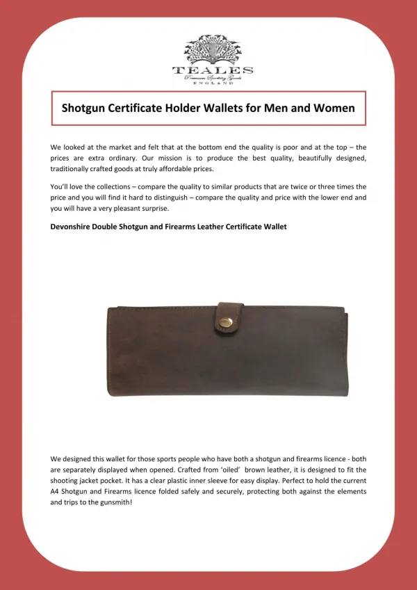 Shotgun Certificate Holder Wallets for Men and Women