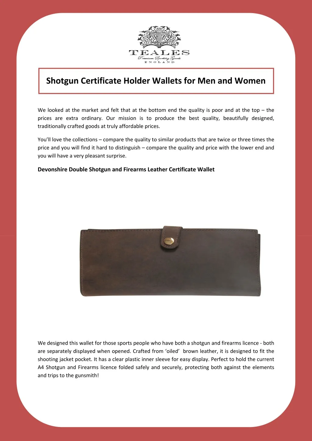 shotgun certificate holder wallets