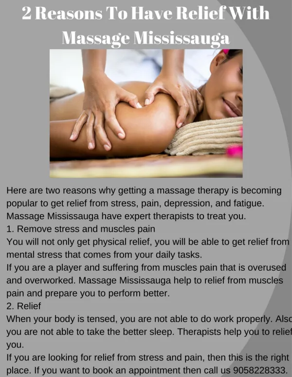 2 Reasons to have Relief With Massage Mississauga