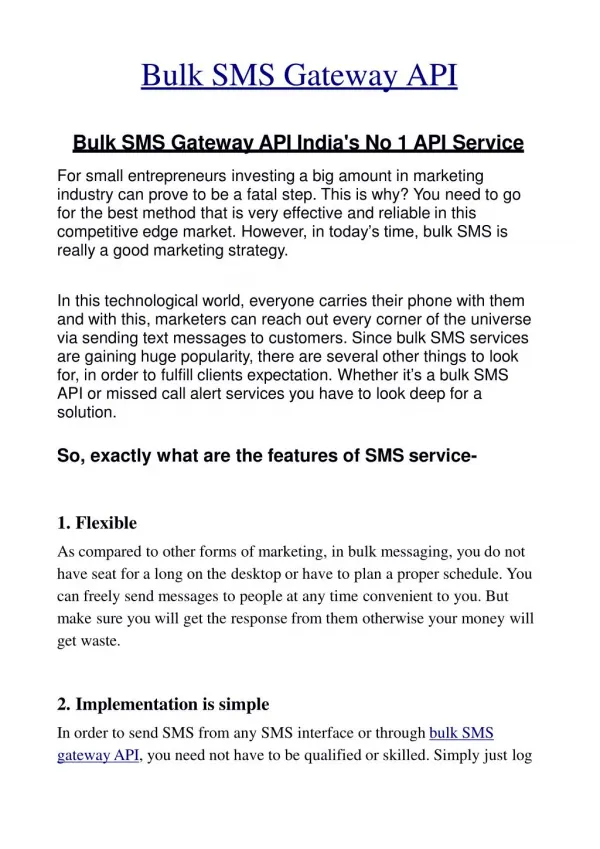 bulk sms gateway api