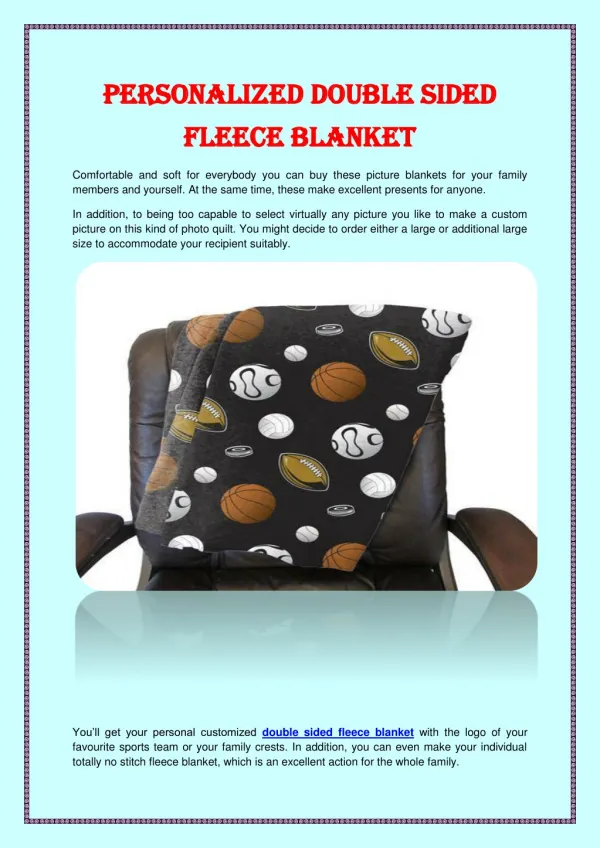 Personalized Double Sided Fleece Blanket